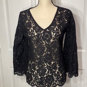 WHBM black lace blouse